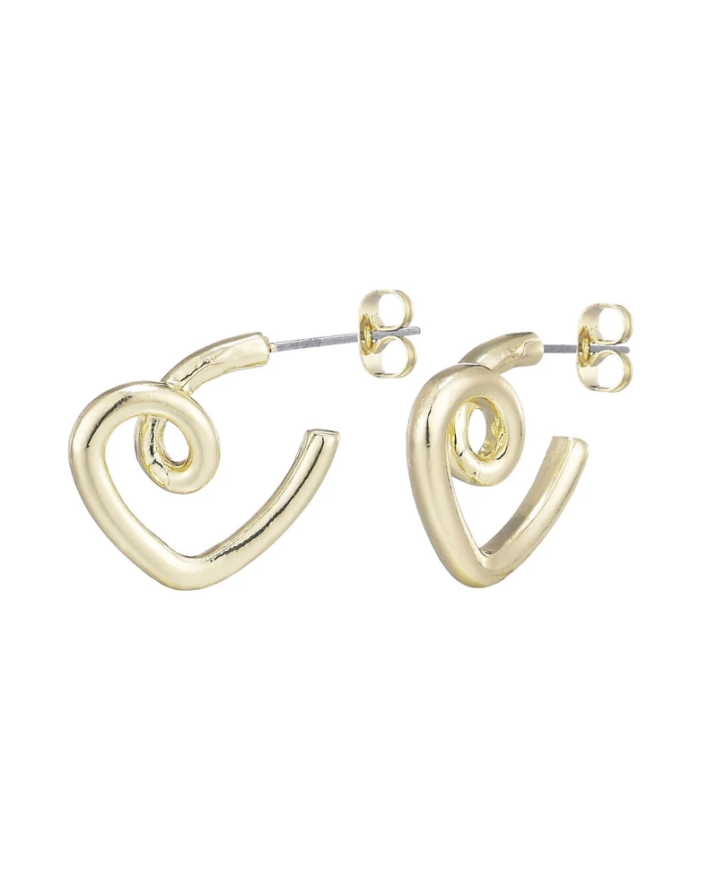 Adornia Gold Crystal Lined Heart Hoop Earrings