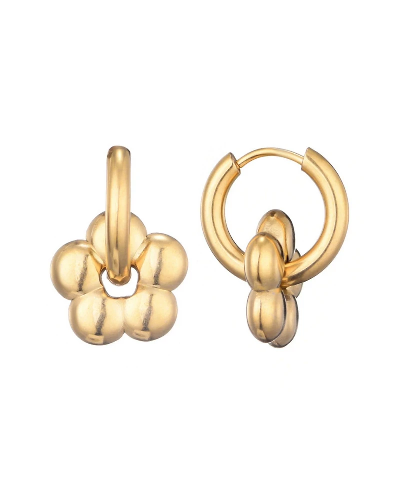 Adornia Tarnish Resistant Gold Flower Huggie Hoop Earrings