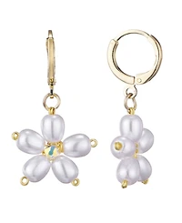 Adornia Gold Pearl Flower Huggie Earrings
