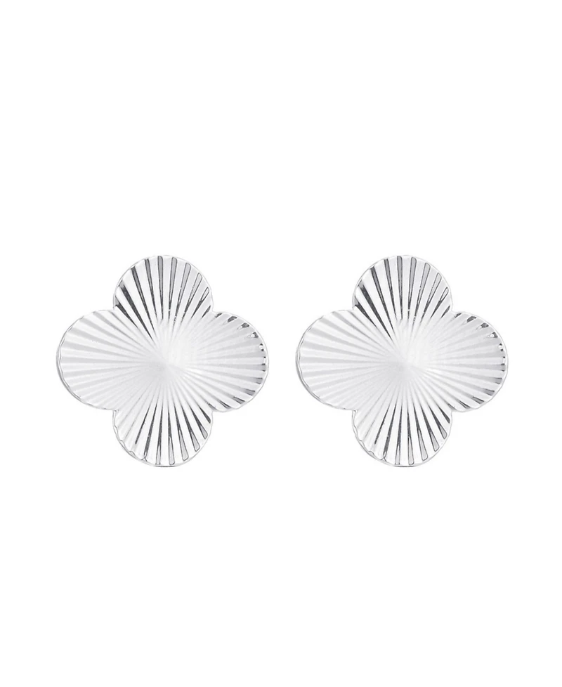 Adornia Silver Prismatic Clover Stud Earrings