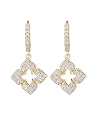 Adornia Gold Cz Pointed Clover Drop Huggie Hoop Earrings