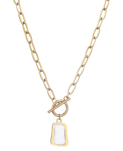 Adornia Tarnish Resistant Gold Mother of Pearl Toggle Necklace