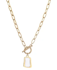 Adornia Tarnish Resistant Gold Mother of Pearl Toggle Necklace