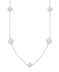 Adornia Silver Mother of Pearl 36" Flower Station Necklace