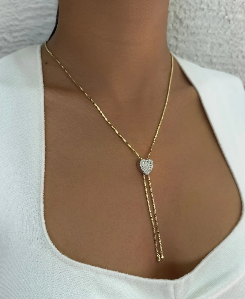 Adornia Gold Cz Heart Bolo Necklace