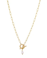 Adornia Tarnish Resistant Gold Freshwater Pearl Toggle Necklace