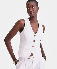 On 34th Womens V Neck Button Front Vest Mid Rise Bermuda Shorts Macys Exclusive