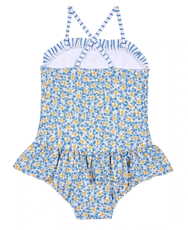 Florence Eiseman Toddler Girls Floral Skirted Swimsuit with Flower
