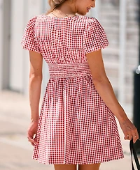 Cupshe Women's Strawberry Jam Gingham Mini Beach Dress