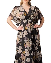 Kiyonna Plus Carmella Flutter Sleeve Gown