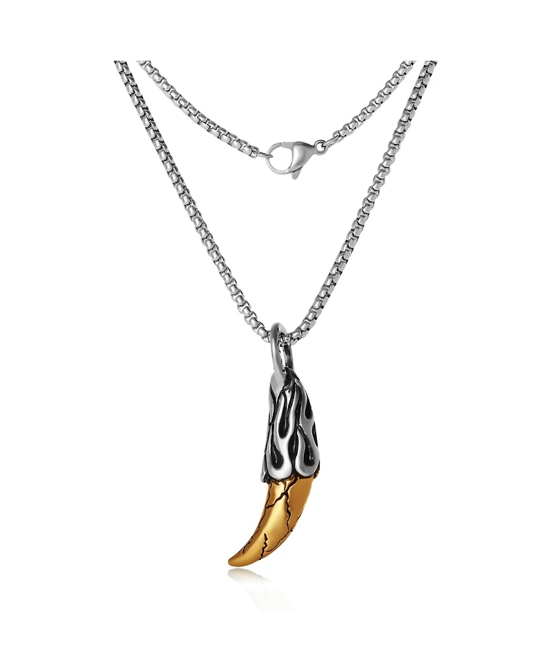 Lucky Brand Men s Claw Pendant Necklace, Two Tone Stainless Steel - 22'' Box Chain