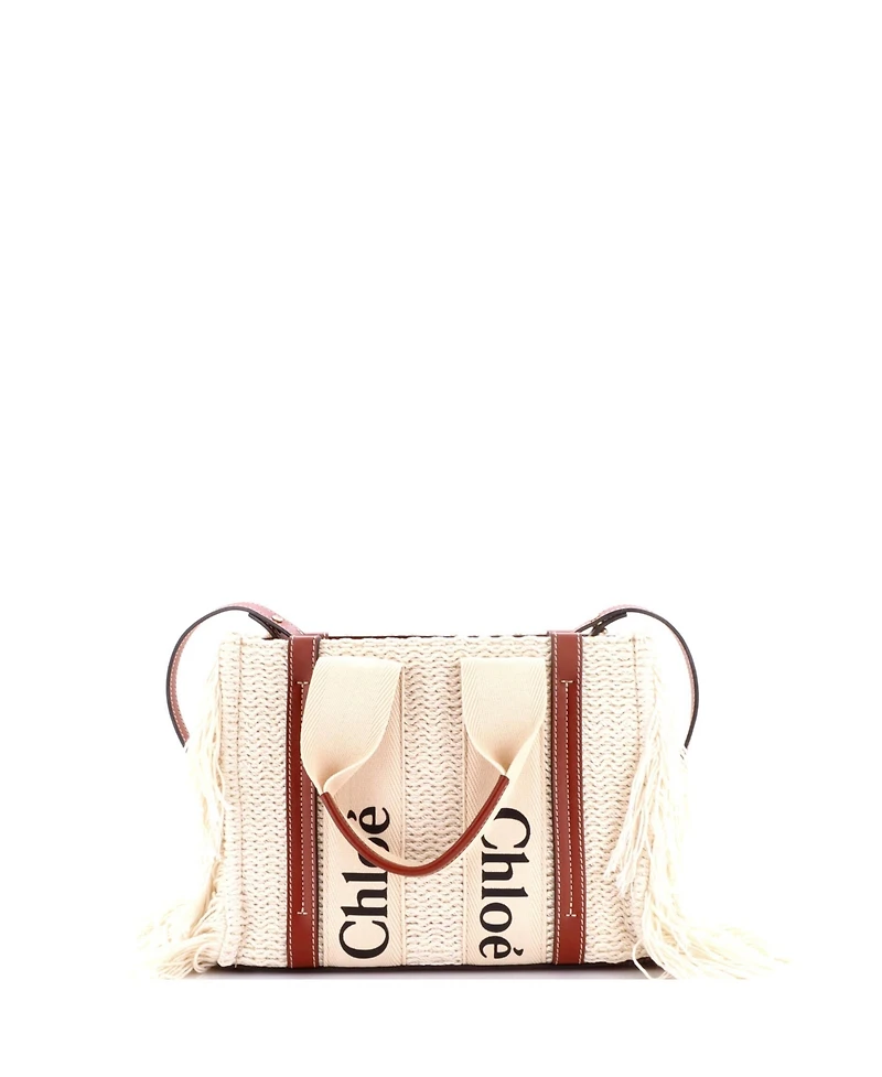 Pre-Owned Chloe Small Woody Convertible Tote Fringe Canvas