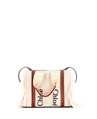 Pre-Owned Chloe Small Woody Convertible Tote Fringe Canvas