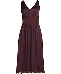 Lands' End Women's Satin Sleeveless Lace Detail Dress
