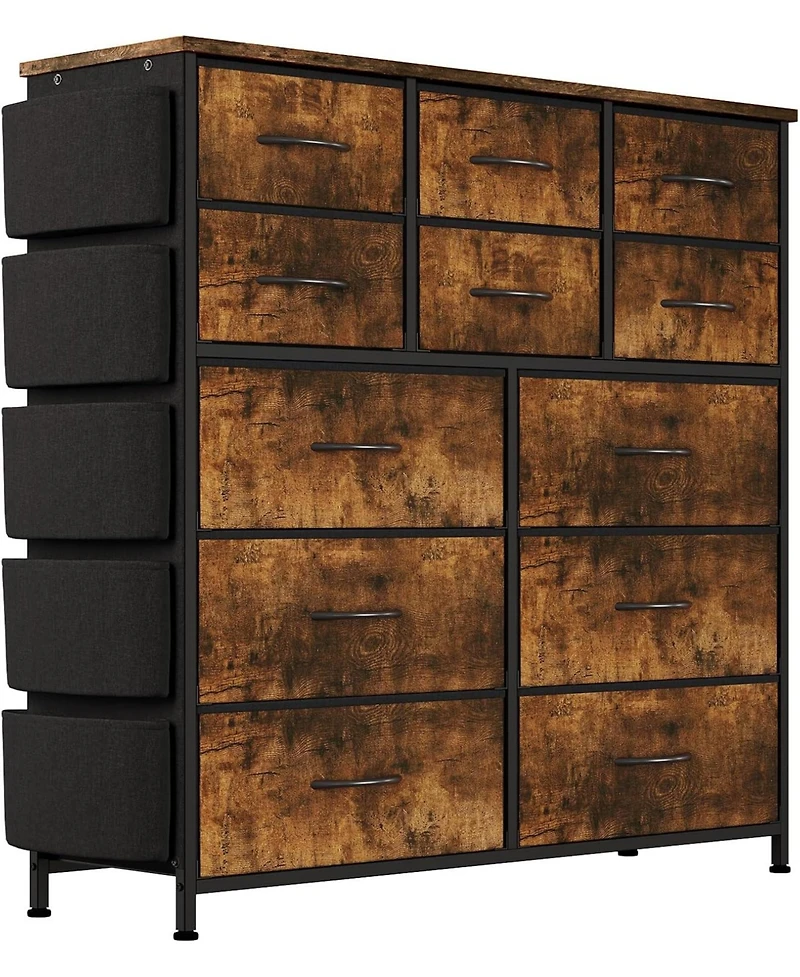 gaomon 12 Drawer Dresser for Bedroom, Fabric Storage with Side Pockets and Hooks, Large Chest of Drawers for Closet, Living Room, Hallway
