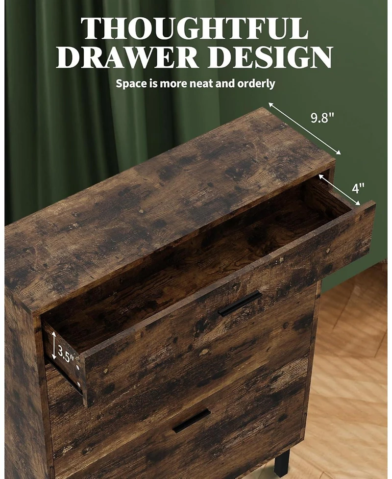 gaomon Narrow Shoe Cabinet Storage for Entryway, 3 Drawers, Freestanding Organizer Wooden,Shoe Rack with 3-Tier Adjustable Shelves