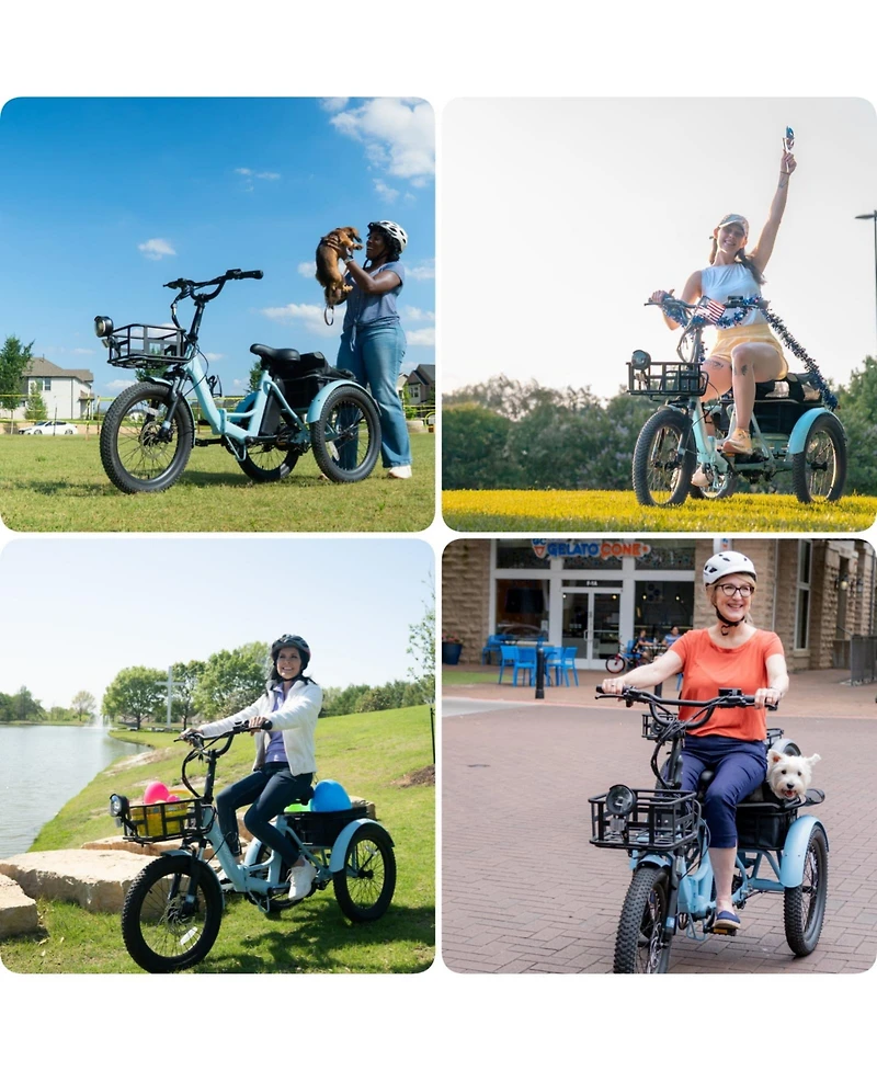 Mooncool TK1 500W Folding Electric Tricycle for Adults, 20" x 3.0" Wheel