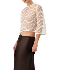 Ivonne Women's Bell Sleeve Sheer Blouse