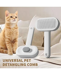 Aostirmotor Pet Grooming Brush for Dogs & Cats, Detangling Shedding Tool with Ergonomic Handle