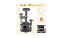 Aostirmotor Cat Tree for Munchkin & Senior Cats, 40-Inch with Stable Wide Base, Soft Padded Perches & Large Condo for Easy Access