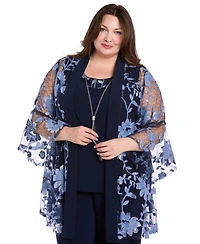 R & M Richards Plus Round Neck Top, Jacket Pants, 3-Piece Set