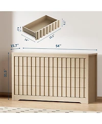 gaomon Fluted Dresser for Bedroom with 8 Drawers,Modern Chest of Drawers with Handle less, Wooden Dresser Tv Stand, Wood Clothes Closet Organizer