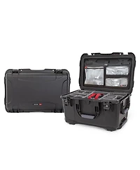 Nanuk 938 Wheeled Waterproof Hard Case with 3-Pocket Lid Organizer and Padded Divider, Black