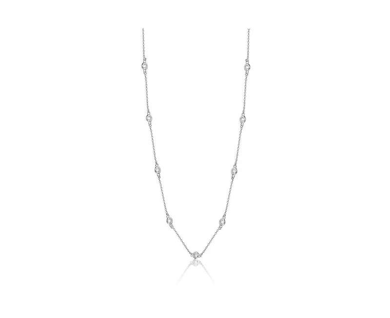 Rachel Glauber Classic Bezel Set Cubic Zirconia Chain Station Necklace