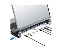 Risokeys 10-in-1 Usb-c Hub with 100W Pd 2.0 Charging & 4K Hdmi Port, Foldable Laptop Stand Docking Station for Office & Home Use