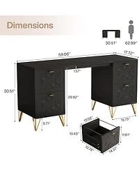 Tribesigns Computer Desk 59", Home Office with 4 File Drawers, Writing Table Elegant