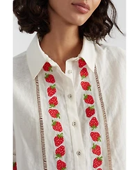 Chinti & Parker Women's Linen-Blend Strawberry Shirt