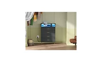 gaomon 4-Drawer Dresser for Bedroom with Charging Station & Rgb Lights, Tall Modern Wooden Chest of Drawers with App Control, Large Storage Cabinet