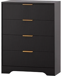 gaomon Fluted Dresser for Bedroom with 4 Drawers, 38.6 Tall Modern Gold Metal Handles, Wide Chest of Drawers Living Room, Hallway