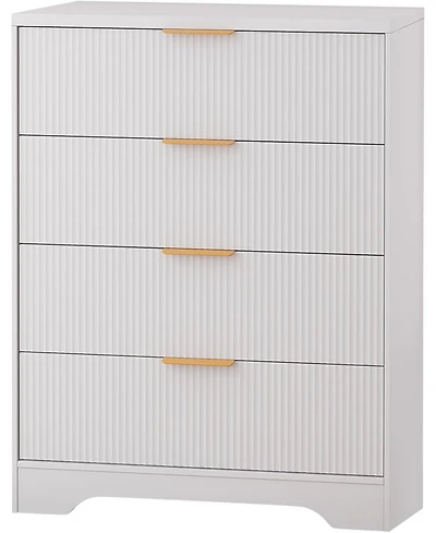 gaomon Fluted Dresser for Bedroom with 4 Drawers, 38.6 Tall Modern Gold Metal Handles, Wide Chest of Drawers Living Room, Hallway
