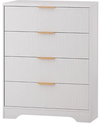 gaomon Fluted Dresser for Bedroom with 4 Drawers, 38.6 Tall Modern Gold Metal Handles, Wide Chest of Drawers Living Room, Hallway