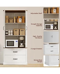 gaomon Farmhouse Kitchen Pantry Cabinet,Wood Kitchen Cabinet with Barn Door,Drawers and Adjustable Shelf,Versatile Storage for Dining Room,Living