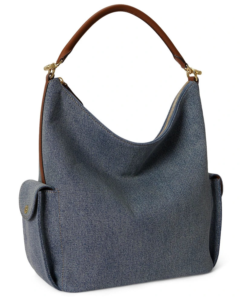 Lauren Ralph Lauren Washed Denim Medium Blaike Shoulder Bag