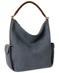 Lauren Ralph Lauren Washed Denim Medium Blaike Shoulder Bag
