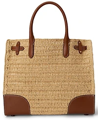 Lauren Ralph Lauren Woven Straw Medium Devyn Tote Bag