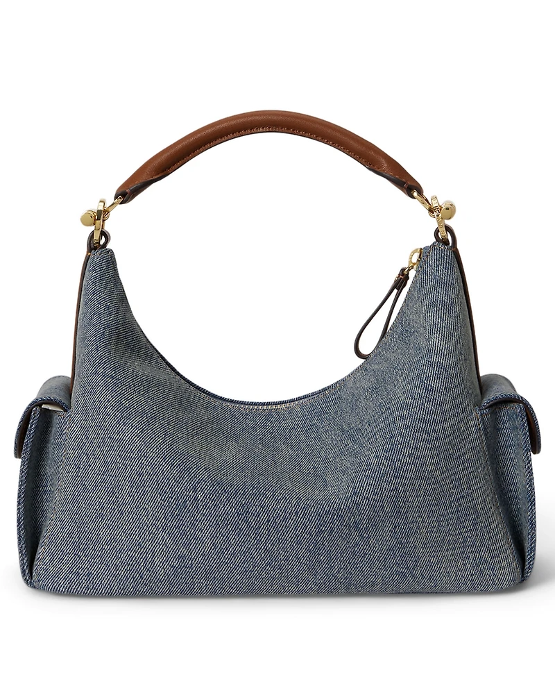Lauren Ralph Lauren Washed Denim Small Blaike Shoulder Bag