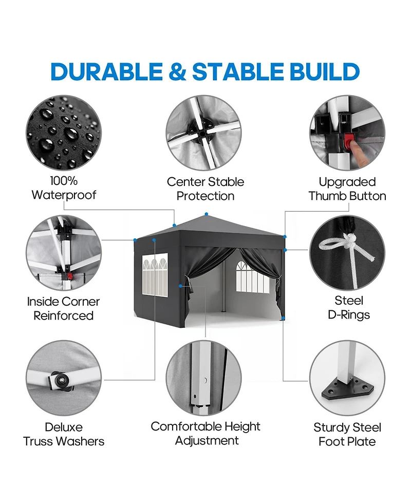 Sugift 10 Ft. W x 10 Ft. D Steel Patio Gazebo