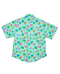 Florence Eiseman Little Boys Printed Linen Look Camp Shirt