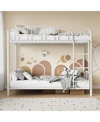 gaomon Metal Bunk Bed Twin Over Twin, Heavy Duty Bunkbeds Frame with Arched Guardrail and Safety Ladder, Sturdy Steel