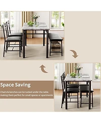 Ironck 43.3" W Dining Table Set for 4 with Upholstered Bench and 2 Chairs.