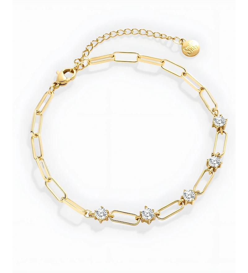 Mint & Lily Paperclip Bracelet with Gemstone Accents