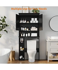 Homfan Over The Toilet Storage Cabinet, Bathroom Organizer, Space-Saving Farmhouse Shelf with Paper Holder