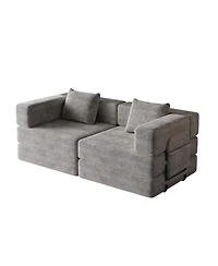 Clihome 72.4" Convertible Sofa Bed, Premium Corduroy Sleeper with Side Storage Pockets