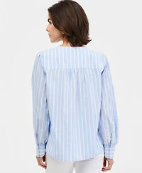 Jones New York Women's Cotton Embroidered-Sleeve Blouse