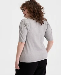 On 34th Trendy Plus Puff Sleeve Top, Macy's Exclusive