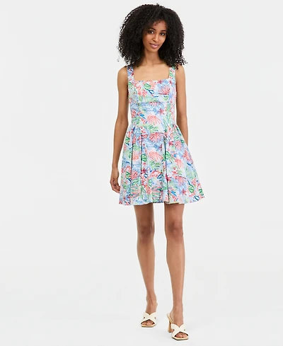 Invitee Juniors' Printed Sleeveless Fit & Flare Dress